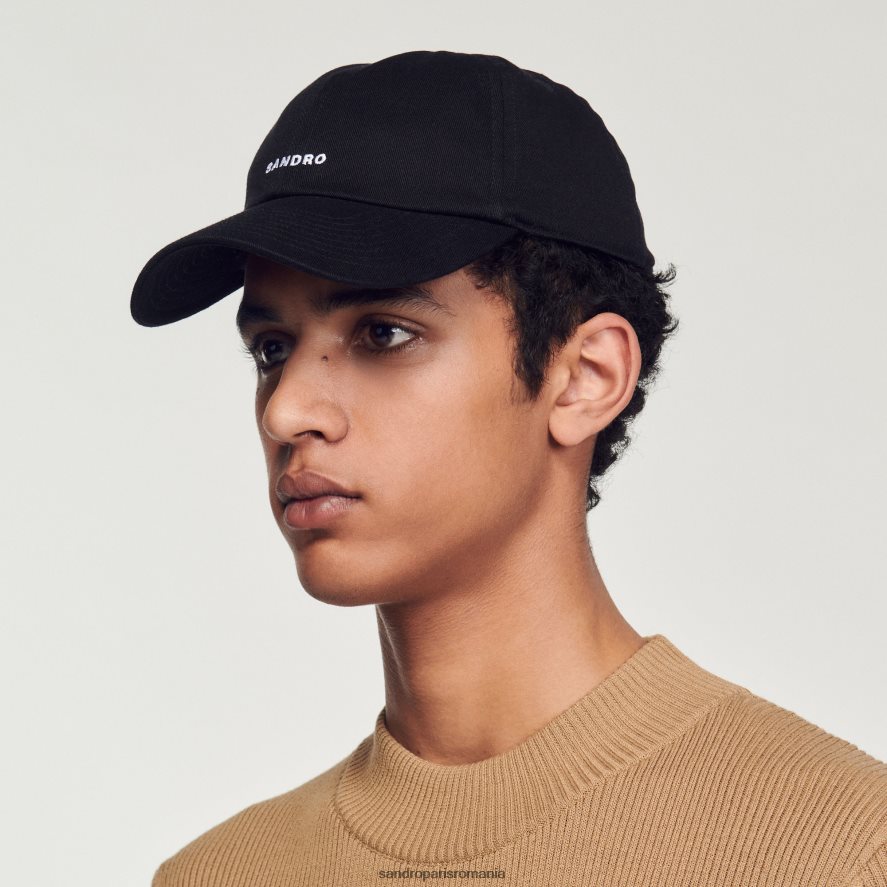șapcă brodată bărbați negru Sandro Paris accesorii X8Z4NH831