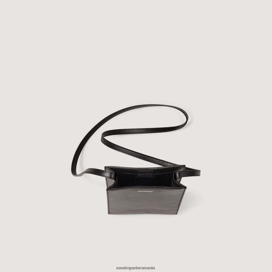 geantă mică din piele netedă bărbați negru Sandro Paris accesorii X8Z4NH851