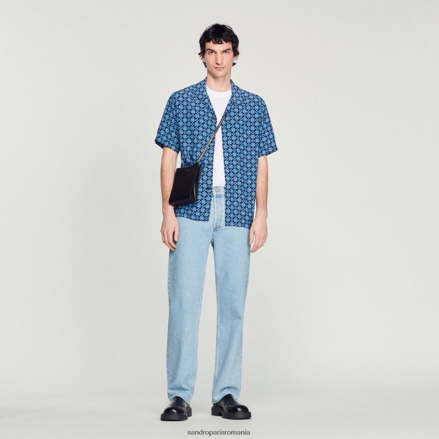 blugi cu croi drepte bărbați albastru vintage Sandro Paris îmbrăcăminte X8Z4NH729