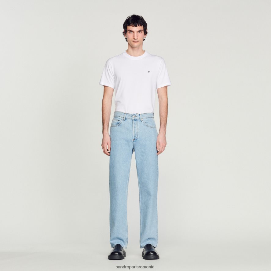 blugi cu croi drepte bărbați albastru vintage Sandro Paris îmbrăcăminte X8Z4NH729