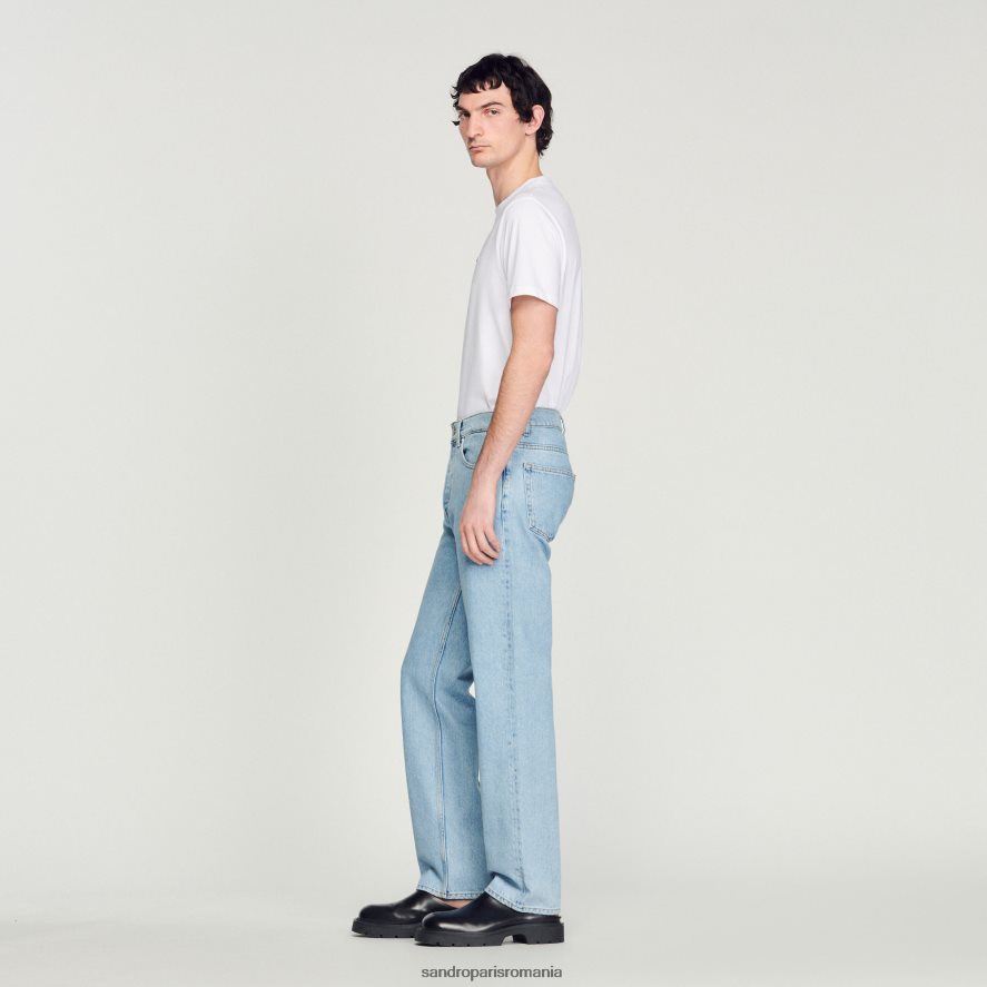 blugi cu croi drepte bărbați albastru vintage Sandro Paris îmbrăcăminte X8Z4NH729