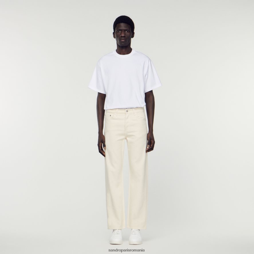 blugi din bumbac bărbați ecru Sandro Paris îmbrăcăminte X8Z4NH626