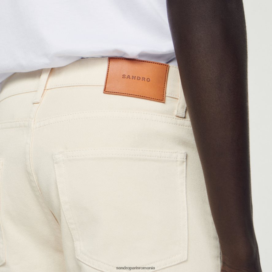 blugi din bumbac bărbați ecru Sandro Paris îmbrăcăminte X8Z4NH626