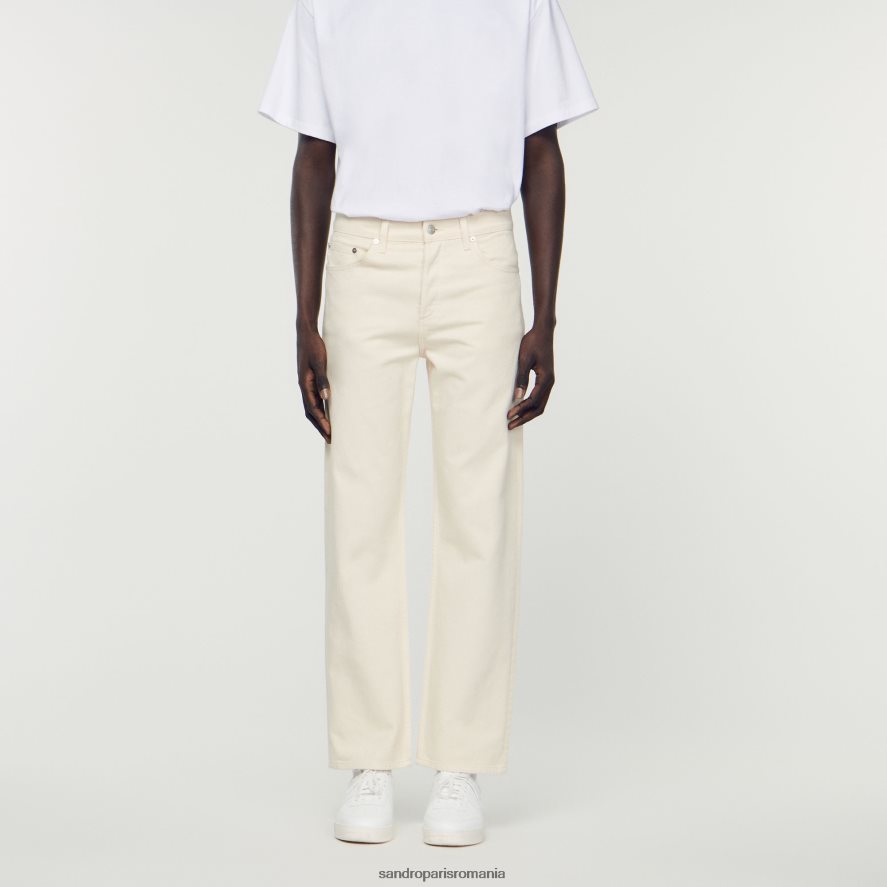 blugi din bumbac bărbați ecru Sandro Paris îmbrăcăminte X8Z4NH626