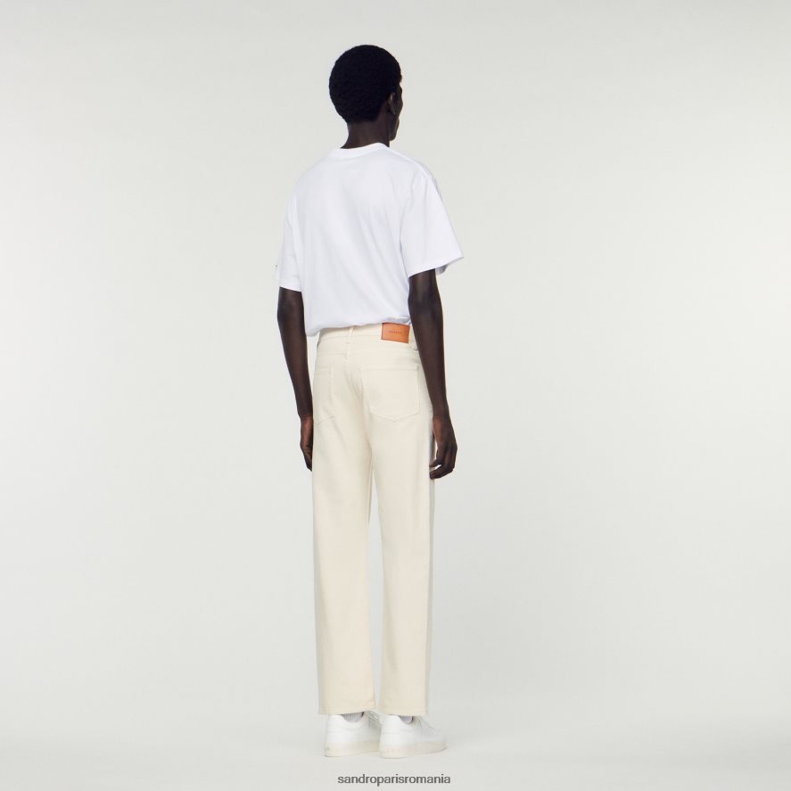 blugi din bumbac bărbați ecru Sandro Paris îmbrăcăminte X8Z4NH626