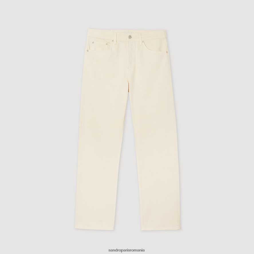 blugi din bumbac bărbați ecru Sandro Paris îmbrăcăminte X8Z4NH626