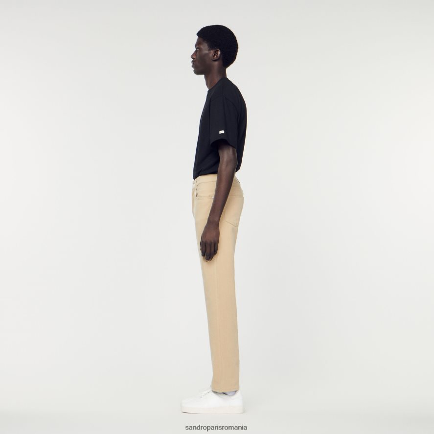 blugi drepti din bumbac bărbați bej Sandro Paris îmbrăcăminte X8Z4NH647