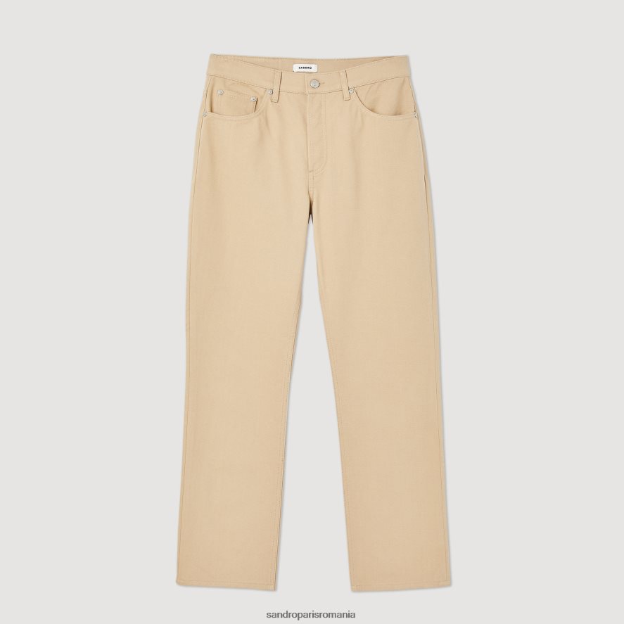 blugi drepti din bumbac bărbați bej Sandro Paris îmbrăcăminte X8Z4NH647