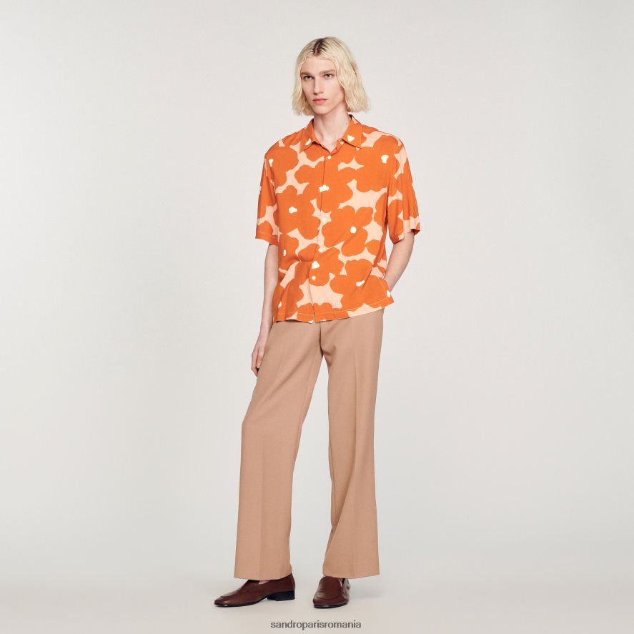 cămașă cu imprimeu floral bărbați portocale Sandro Paris îmbrăcăminte X8Z4NH792