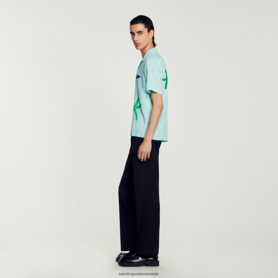 cămașă cu imprimeu stele de mare bărbați albastru menta Sandro Paris îmbrăcăminte X8Z4NH661