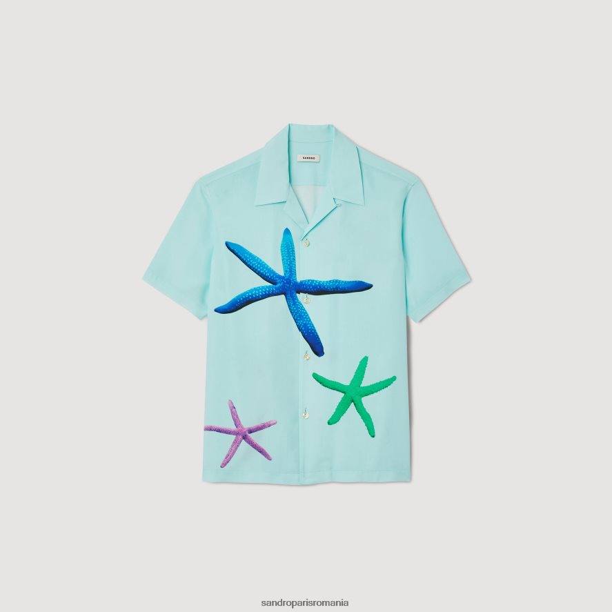 cămașă cu imprimeu stele de mare bărbați albastru menta Sandro Paris îmbrăcăminte X8Z4NH661