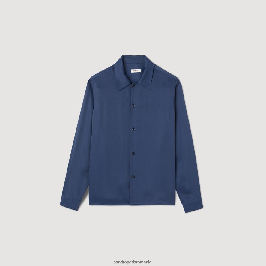 cămașă curgătoare bărbați albastru Sandro Paris îmbrăcăminte X8Z4NH652