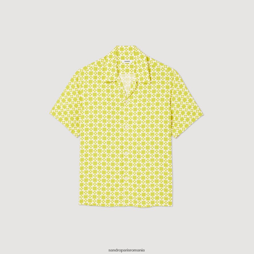 cămașă curgătoare cu mânecă scurtă bărbați o singură culoare Sandro Paris îmbrăcăminte X8Z4NH781