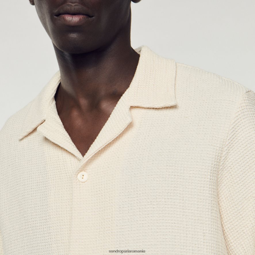 cămașă de tip fagure bărbați ecru Sandro Paris îmbrăcăminte X8Z4NH609