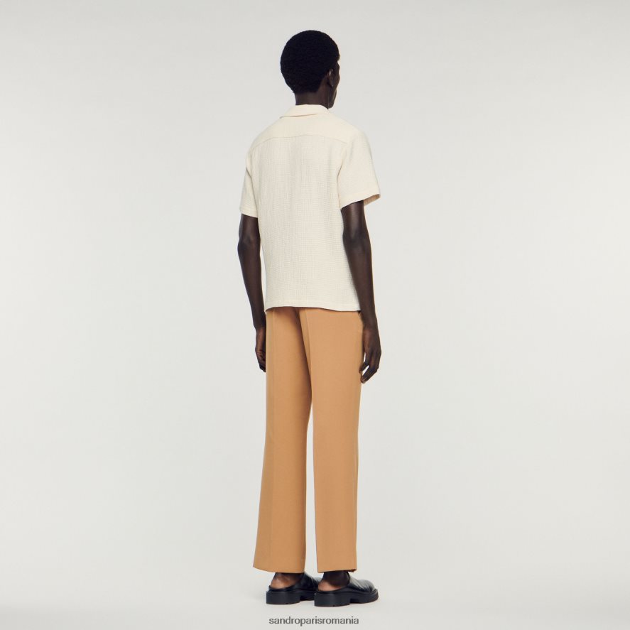 cămașă de tip fagure bărbați ecru Sandro Paris îmbrăcăminte X8Z4NH609