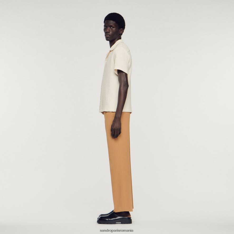 cămașă de tip fagure bărbați ecru Sandro Paris îmbrăcăminte X8Z4NH609