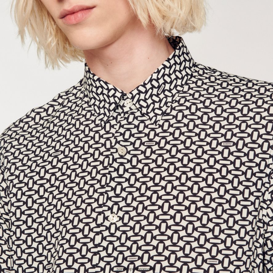 cămașă fluidă imprimată bărbați negru Sandro Paris îmbrăcăminte X8Z4NH724