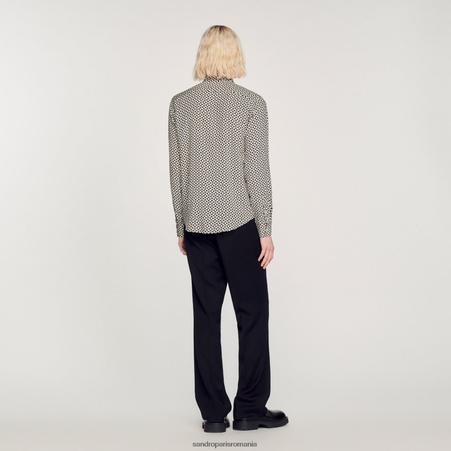 cămașă fluidă imprimată bărbați negru Sandro Paris îmbrăcăminte X8Z4NH724