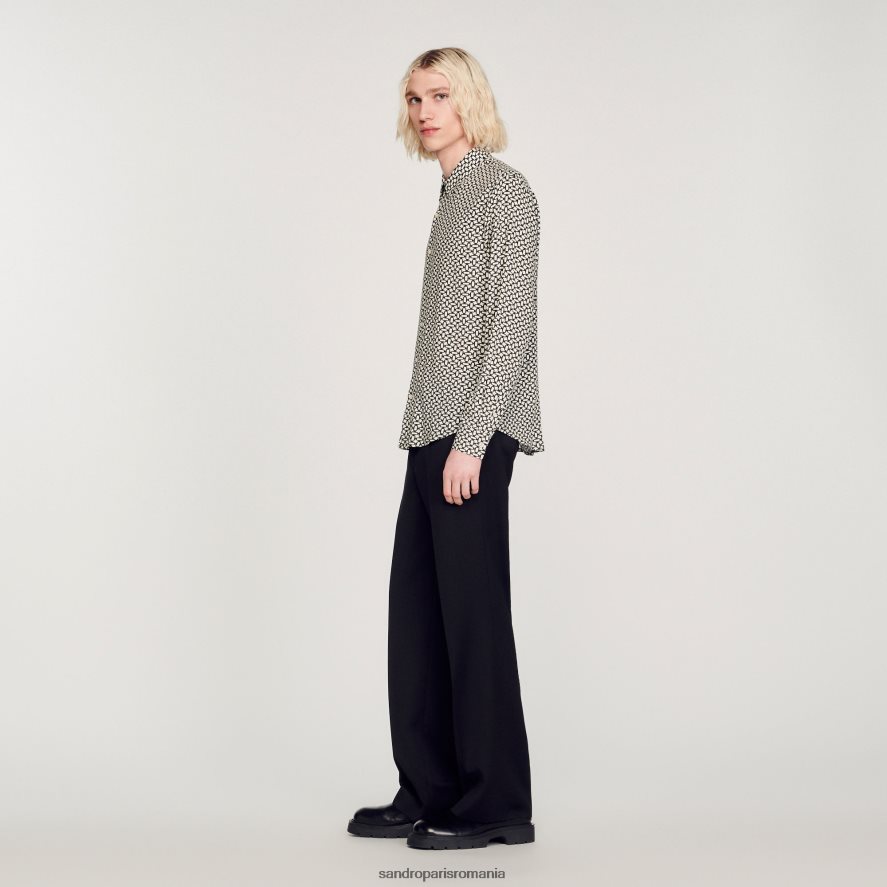 cămașă fluidă imprimată bărbați negru Sandro Paris îmbrăcăminte X8Z4NH724