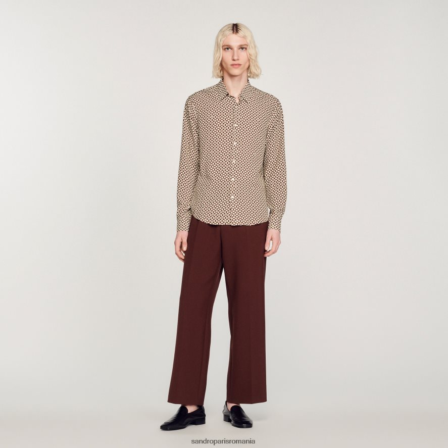 cămașă fluidă imprimată bărbați o singură culoare Sandro Paris îmbrăcăminte X8Z4NH725