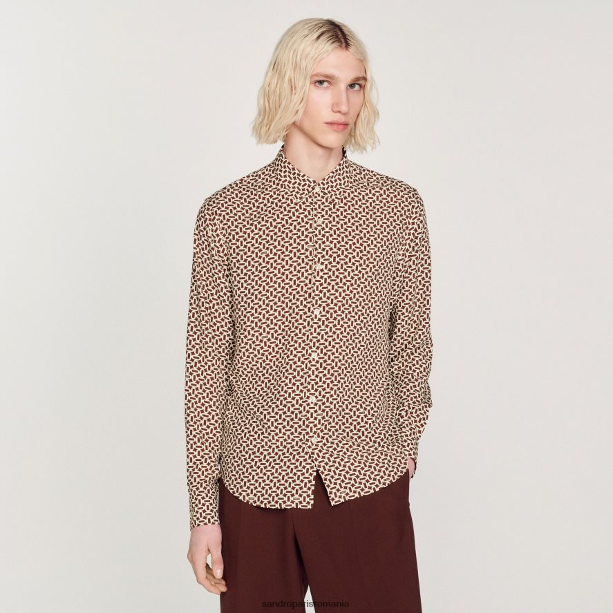 cămașă fluidă imprimată bărbați o singură culoare Sandro Paris îmbrăcăminte X8Z4NH725