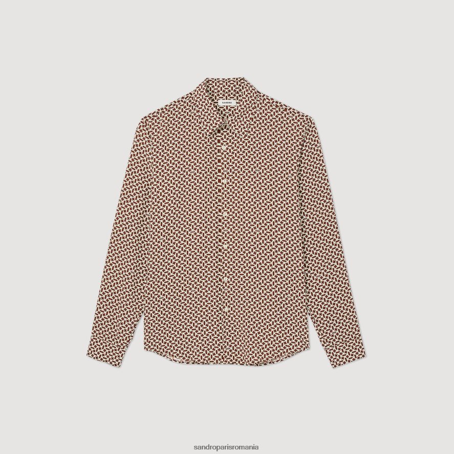 cămașă fluidă imprimată bărbați o singură culoare Sandro Paris îmbrăcăminte X8Z4NH725