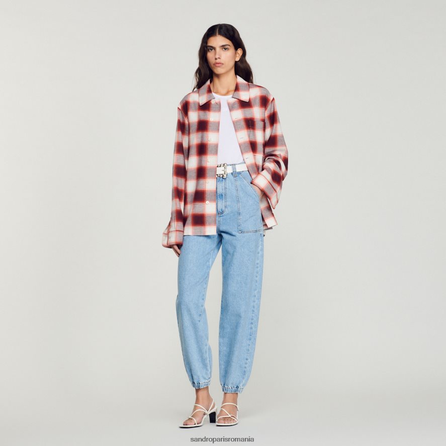 cămașă în carouri bărbați roșu/ecru Sandro Paris îmbrăcăminte X8Z4NH820