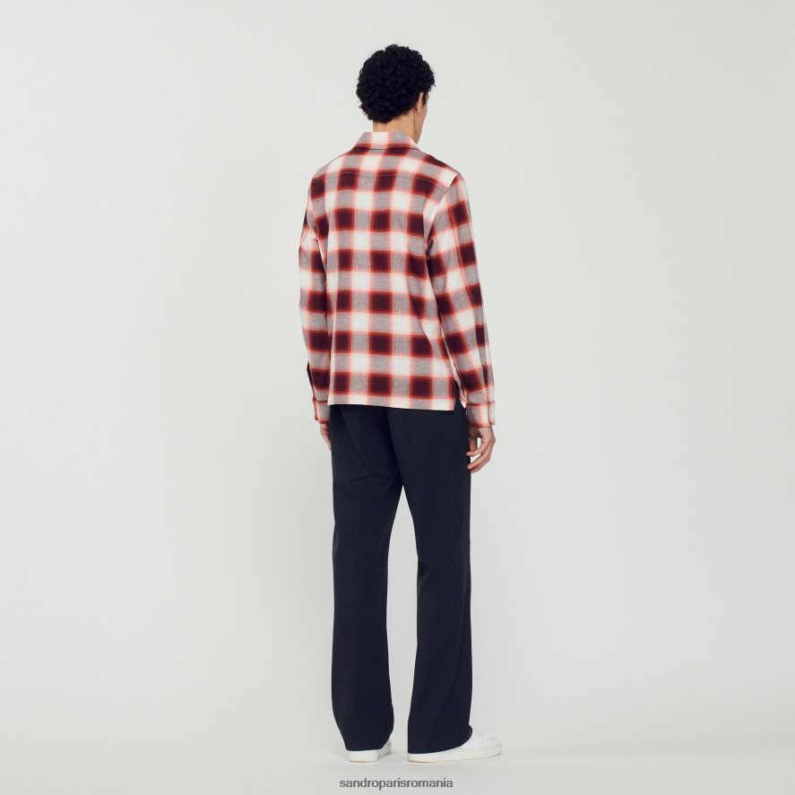cămașă în carouri bărbați roșu/ecru Sandro Paris îmbrăcăminte X8Z4NH820