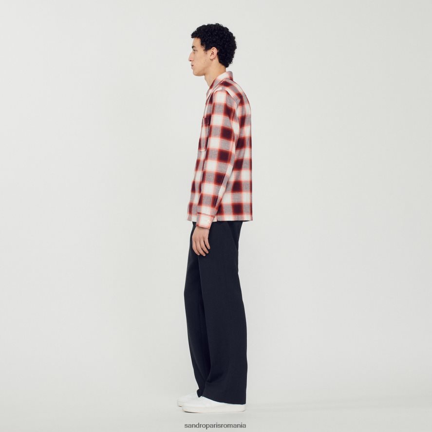 cămașă în carouri bărbați roșu/ecru Sandro Paris îmbrăcăminte X8Z4NH820