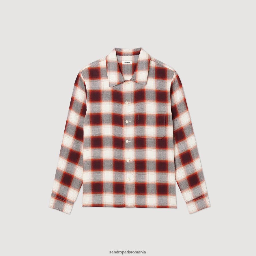 cămașă în carouri bărbați roșu/ecru Sandro Paris îmbrăcăminte X8Z4NH820
