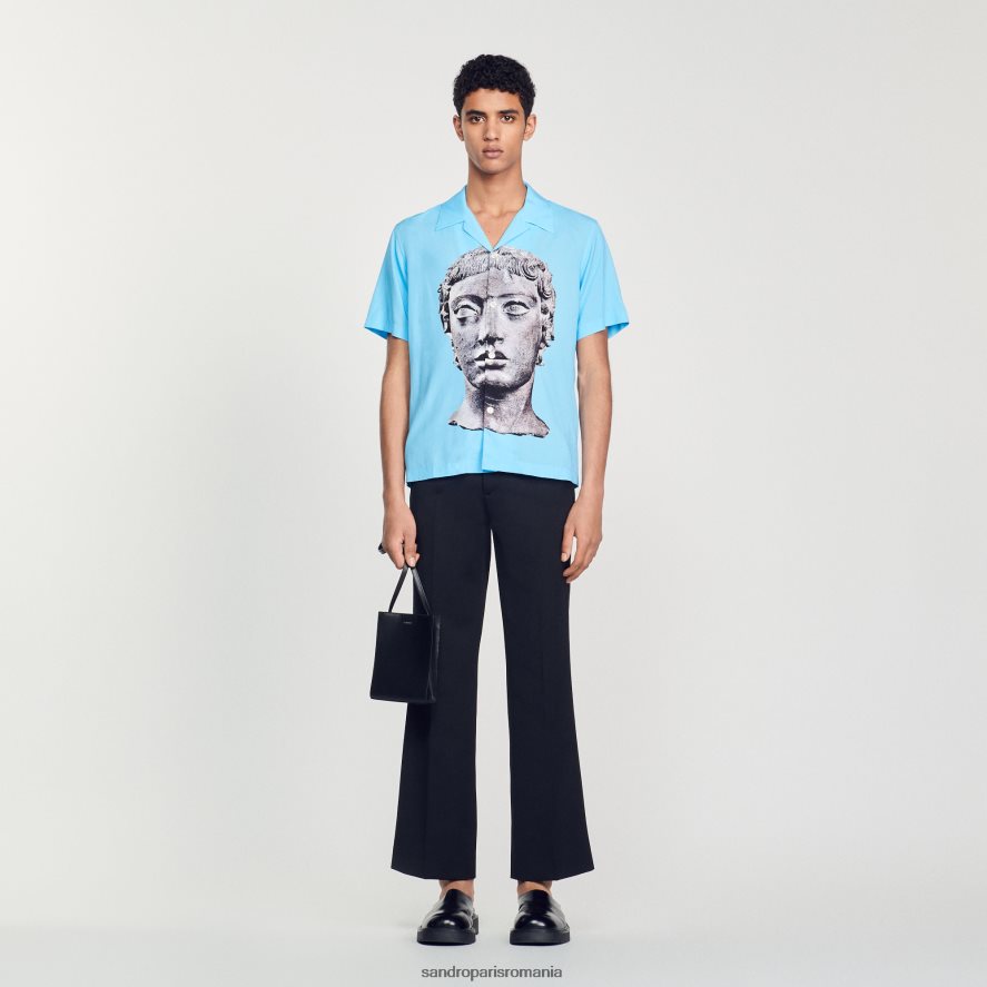 cămașă statuie bărbați cer albastru Sandro Paris îmbrăcăminte X8Z4NH722