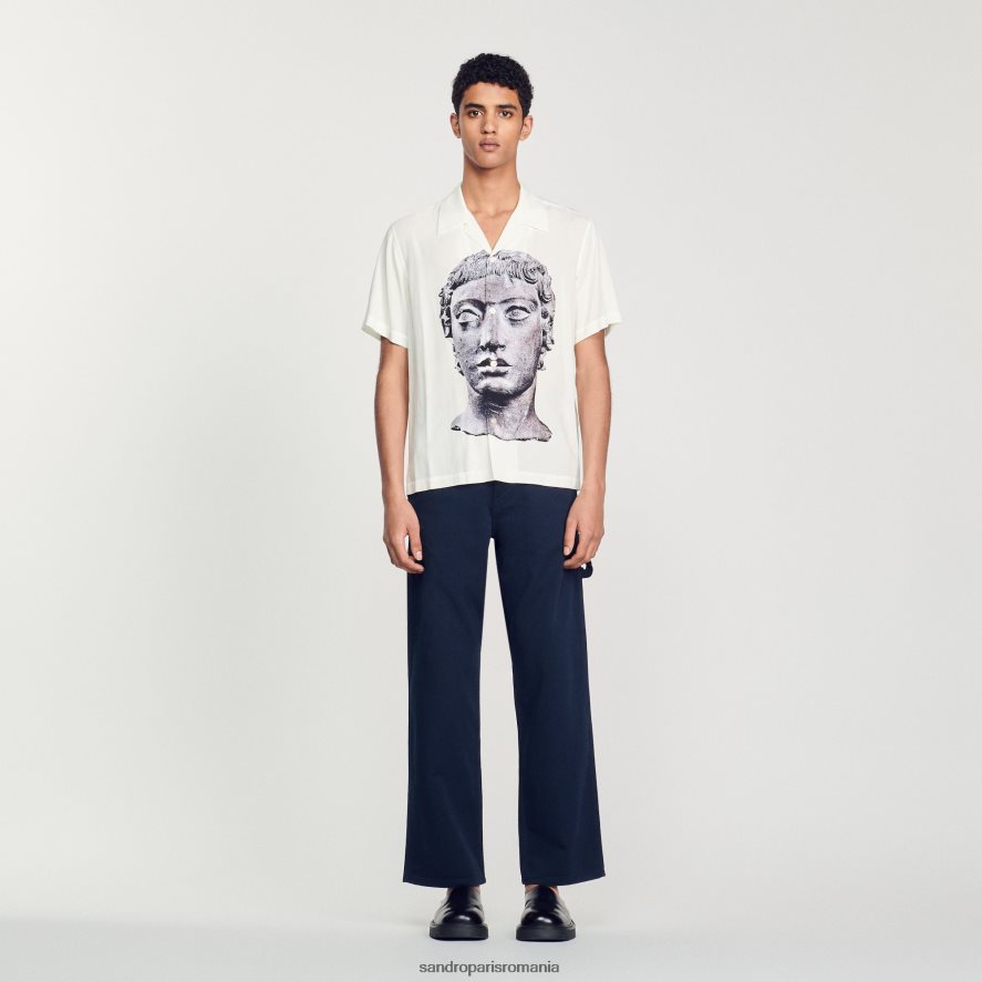 cămașă statuie bărbați ecru Sandro Paris îmbrăcăminte X8Z4NH701