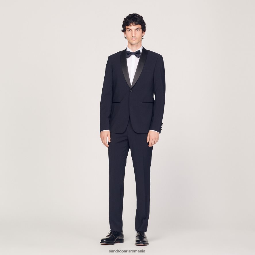 geaca smoking cu satin bărbați albastru marin Sandro Paris îmbrăcăminte X8Z4NH638