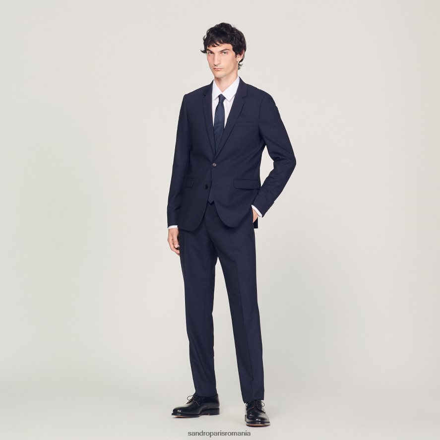 jachetă clasică de costum din lână bărbați albastru marin Sandro Paris îmbrăcăminte X8Z4NH632