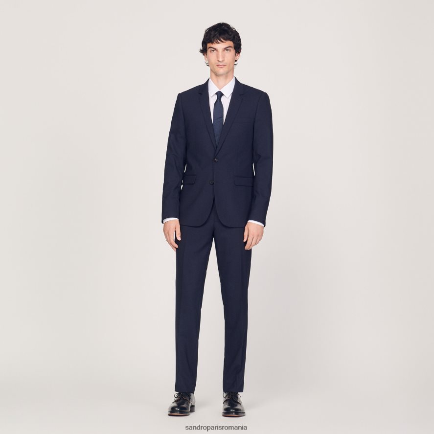 jachetă clasică de costum din lână bărbați albastru marin Sandro Paris îmbrăcăminte X8Z4NH632