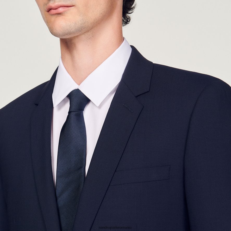 jachetă clasică de costum din lână bărbați albastru marin Sandro Paris îmbrăcăminte X8Z4NH632