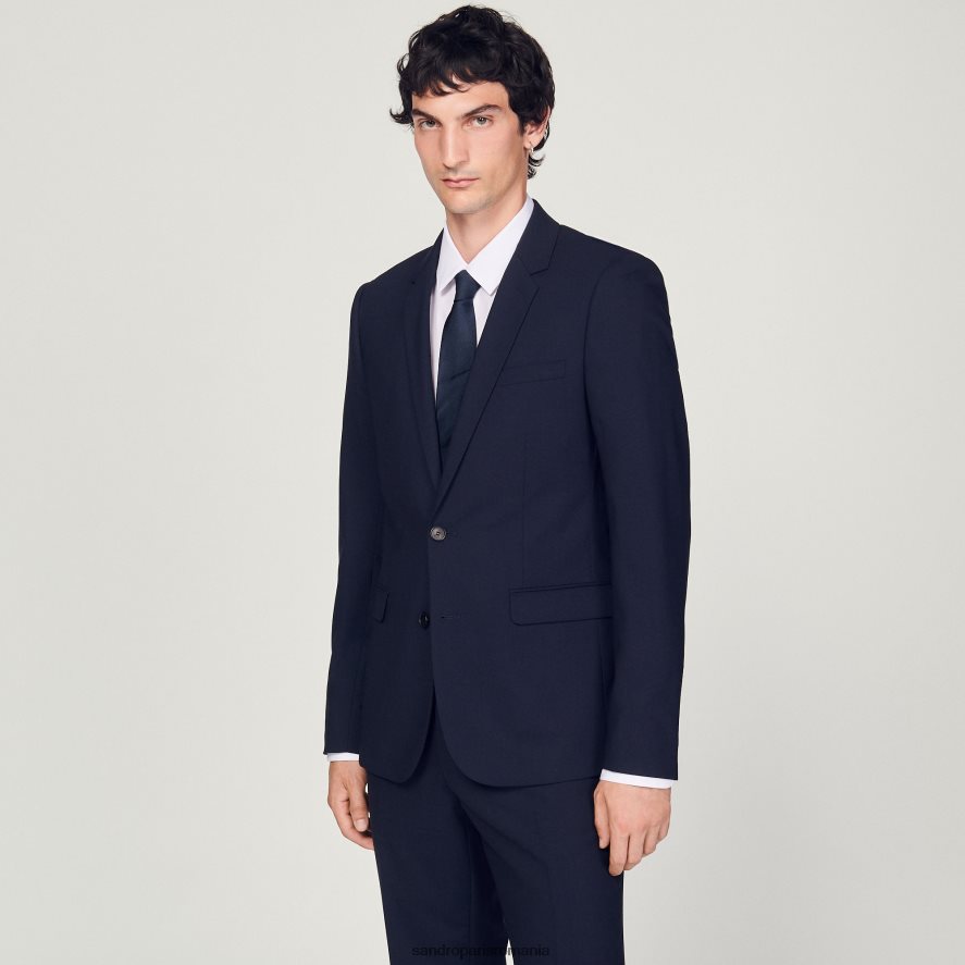 jachetă clasică de costum din lână bărbați albastru marin Sandro Paris îmbrăcăminte X8Z4NH632