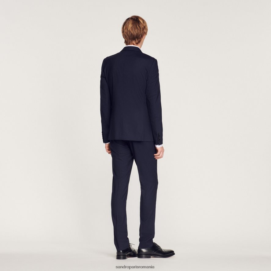 jachetă de costum din lână elastică bărbați albastru marin Sandro Paris îmbrăcăminte X8Z4NH689