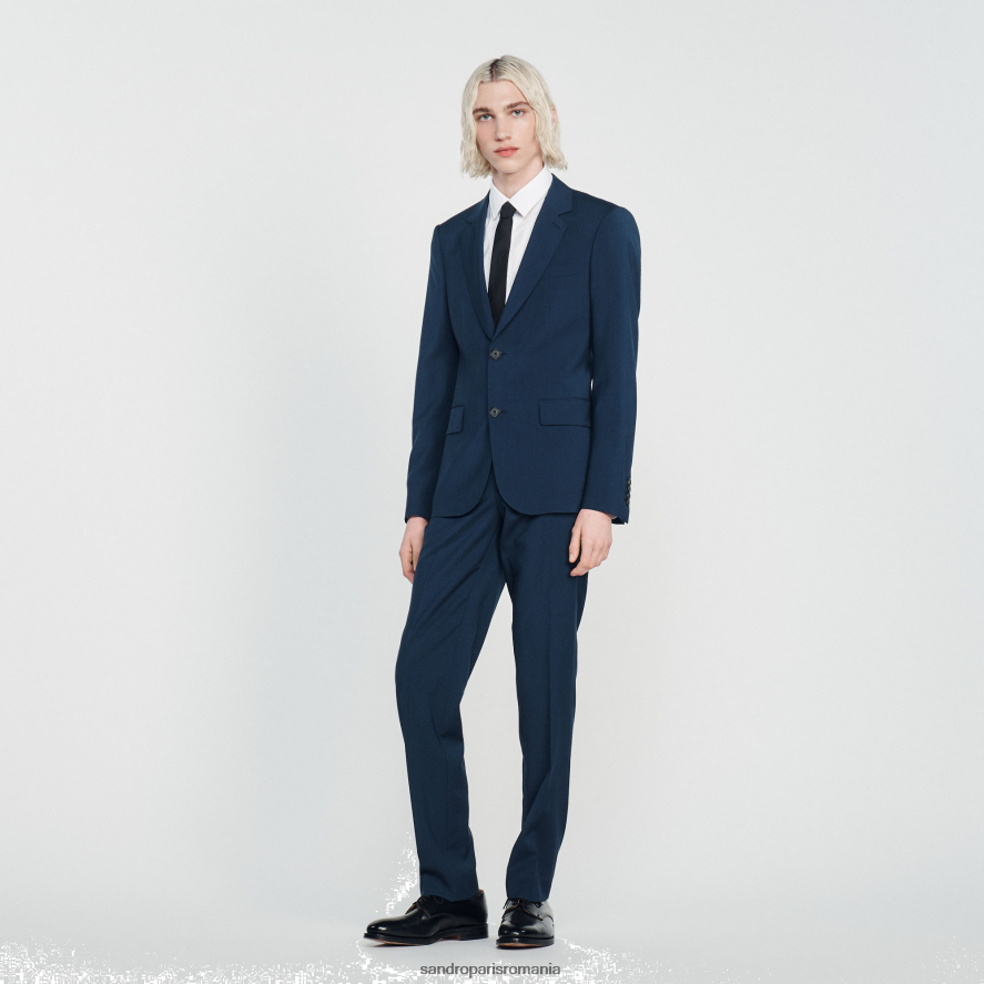 jachetă de costum din lână virgină bărbați albastru Sandro Paris îmbrăcăminte X8Z4NH791