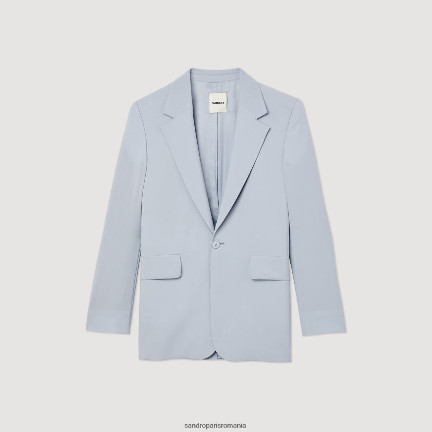 jachetă de costum din lână virgină bărbați albastru deschis Sandro Paris îmbrăcăminte X8Z4NH795