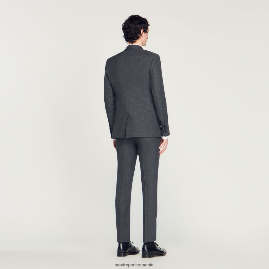 jacheta de costum de lana bărbați batjocorit gri Sandro Paris îmbrăcăminte X8Z4NH665