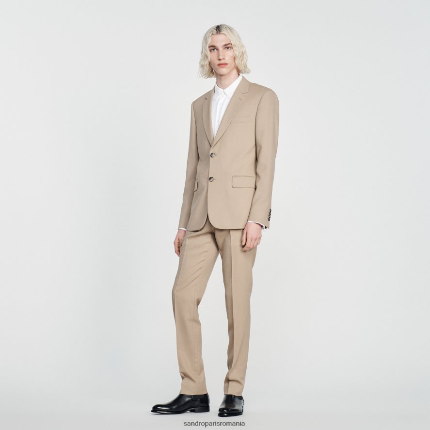 jacheta de costum de lana bărbați bej Sandro Paris îmbrăcăminte X8Z4NH594