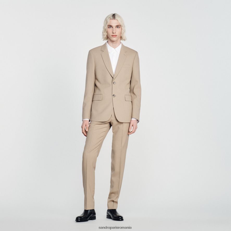 jacheta de costum de lana bărbați bej Sandro Paris îmbrăcăminte X8Z4NH594