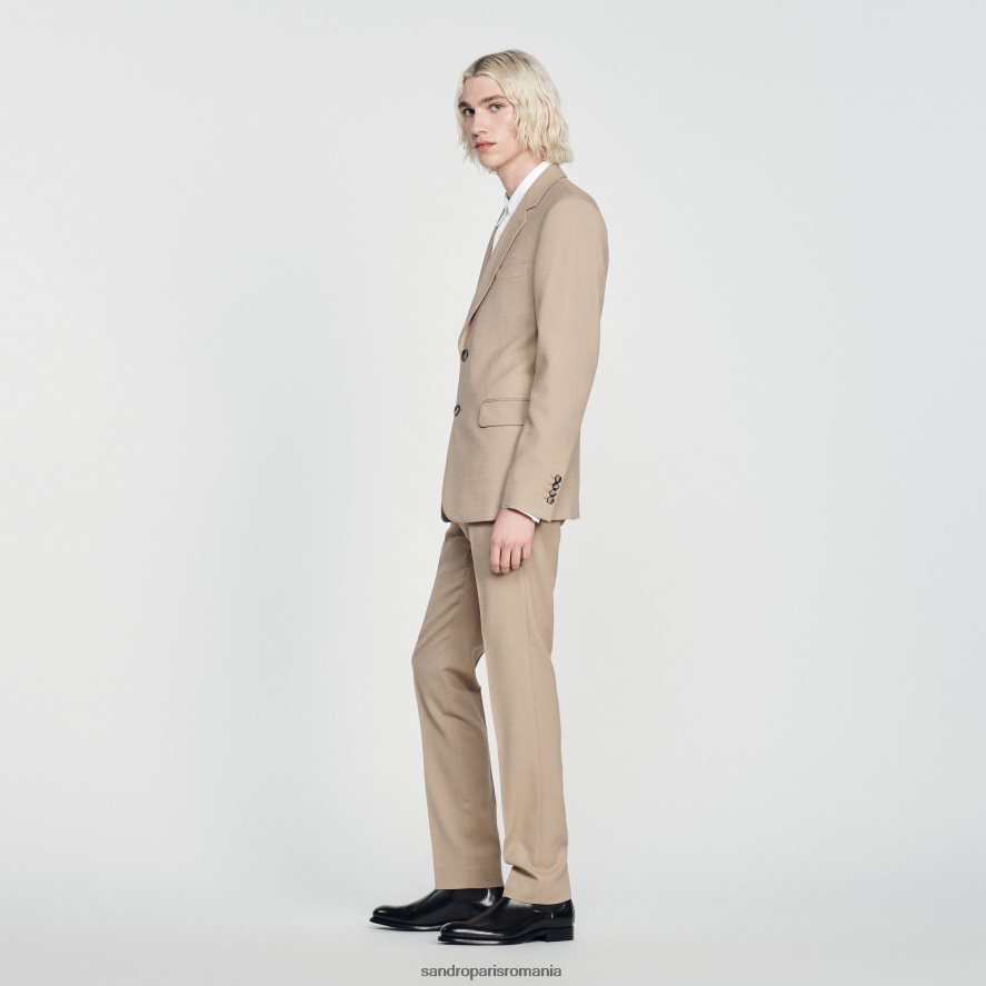 jacheta de costum de lana bărbați bej Sandro Paris îmbrăcăminte X8Z4NH594