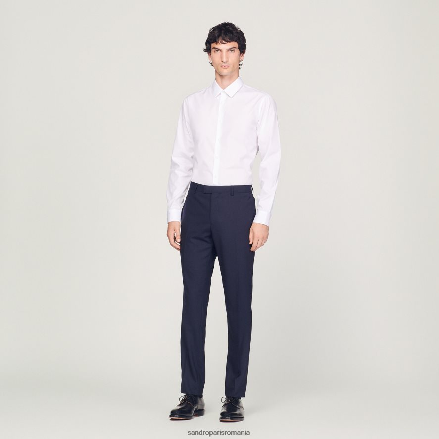 pantaloni clasici de costum din lana bărbați albastru marin Sandro Paris îmbrăcăminte X8Z4NH633