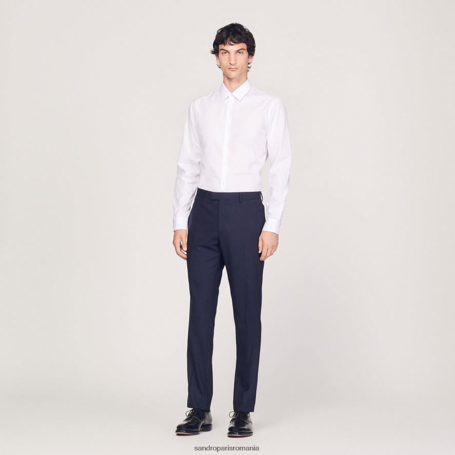 pantaloni clasici de costum din lana bărbați albastru marin Sandro Paris îmbrăcăminte X8Z4NH633