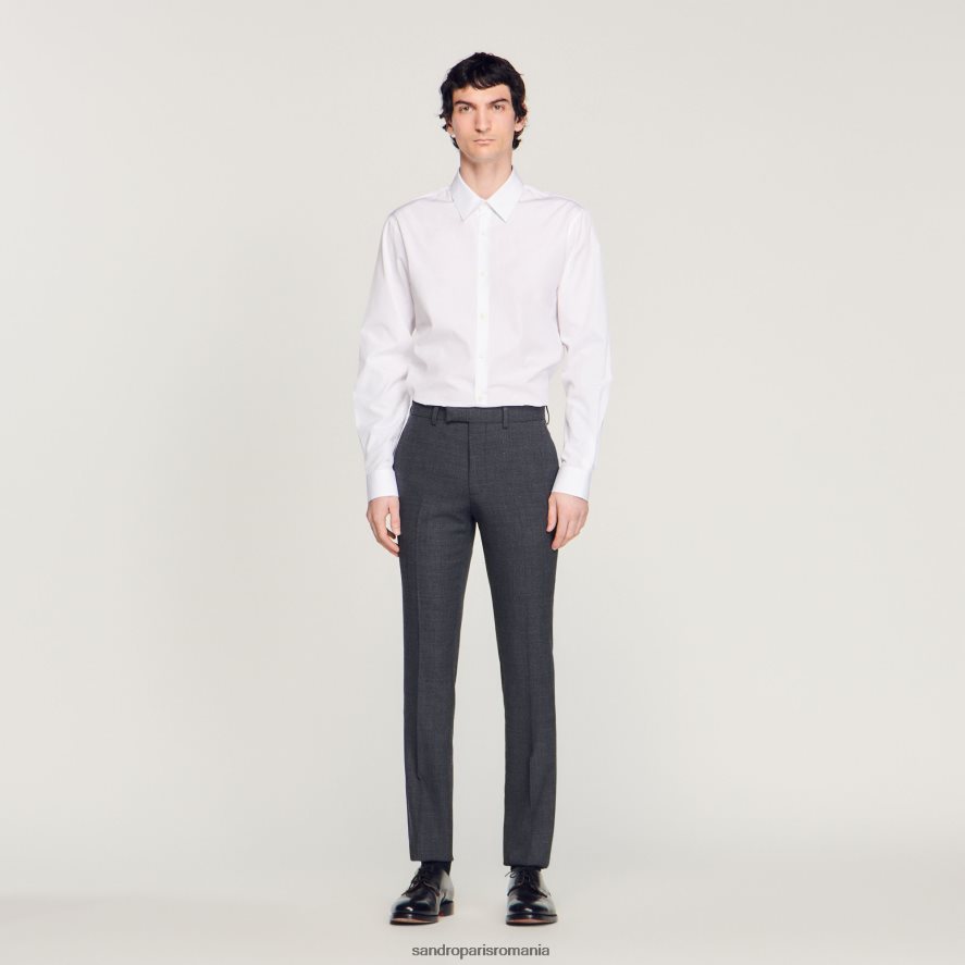 pantaloni de costum de lana bărbați batjocorit gri Sandro Paris îmbrăcăminte X8Z4NH684