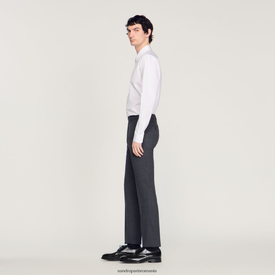 pantaloni de costum de lana bărbați batjocorit gri Sandro Paris îmbrăcăminte X8Z4NH684