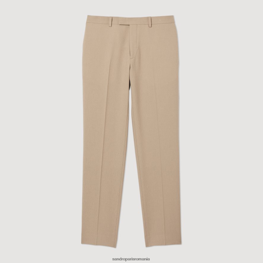 pantaloni de costum de lana bărbați bej Sandro Paris îmbrăcăminte X8Z4NH590