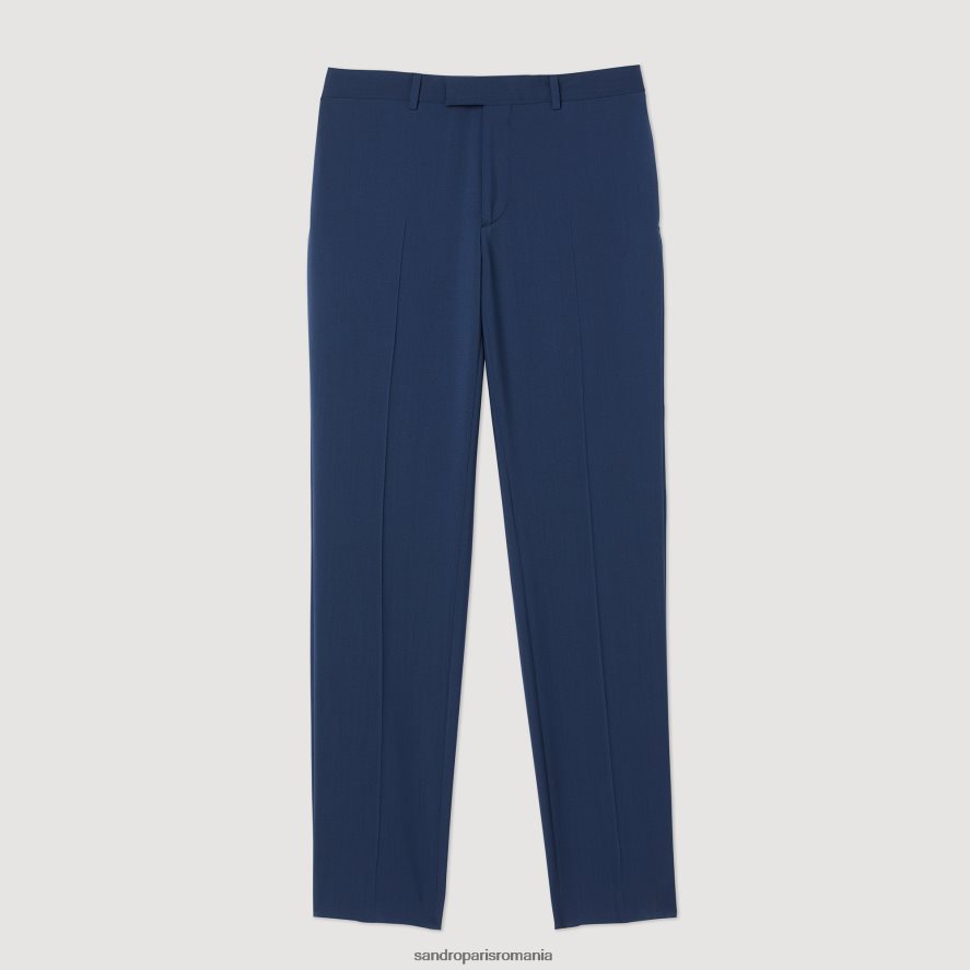 pantaloni de costum din lana stretch bărbați albastru Sandro Paris îmbrăcăminte X8Z4NH737